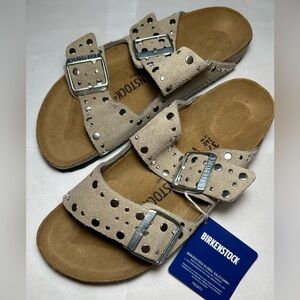 NWT🌷(37) Birkenstock Arizona Suede Rivet Detail Double Banded Slide Sandal
